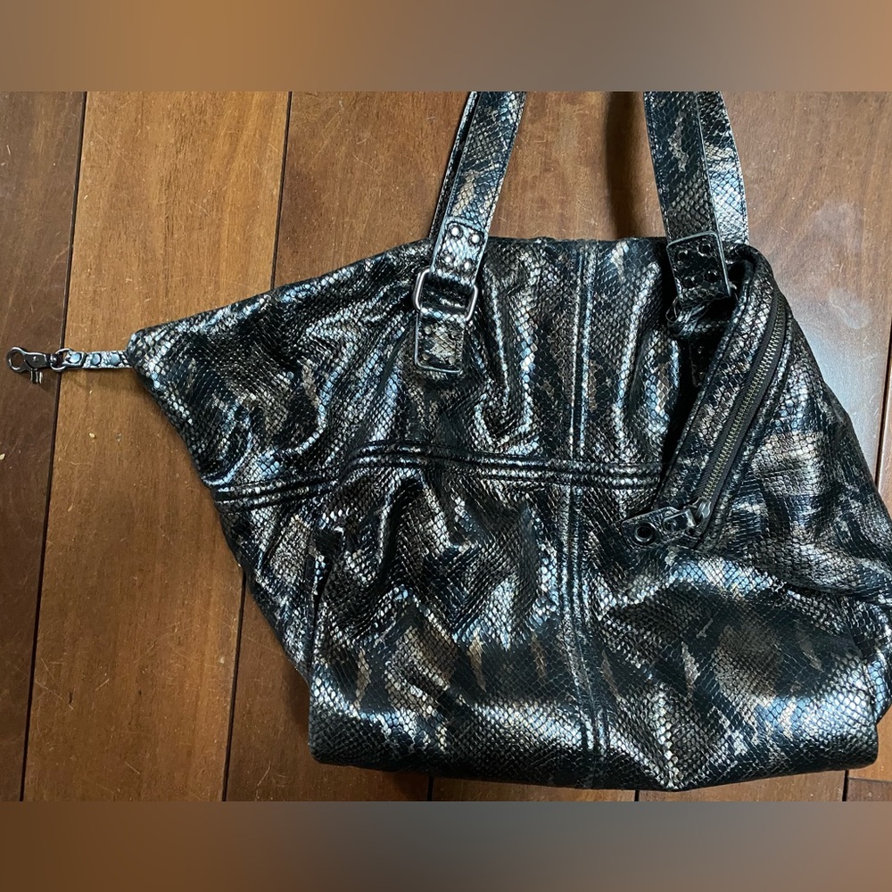 Botkier Metallic Python Embossed Calfskin Leather… - image 5